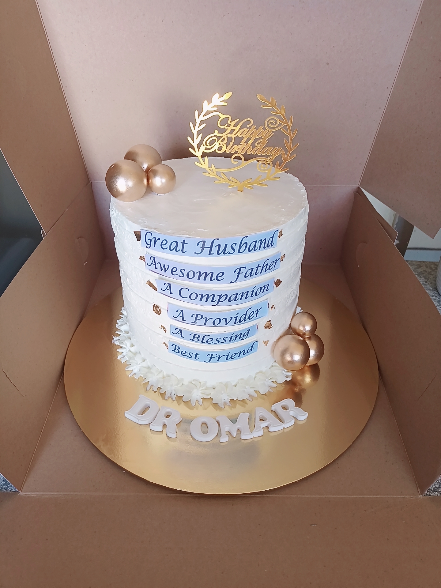 Men's Birthday Cake White Gold