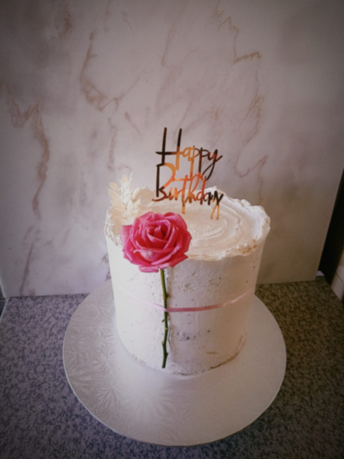 Naked 24th birthday cake with a single pink rose in Lichtenburg by Bridge Angels Treats