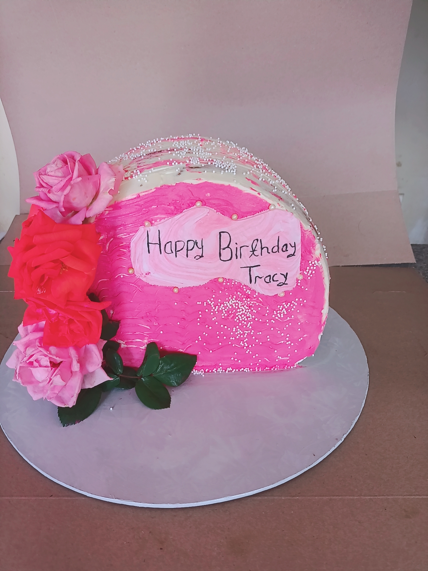 Pink Ombre Roses Cake
