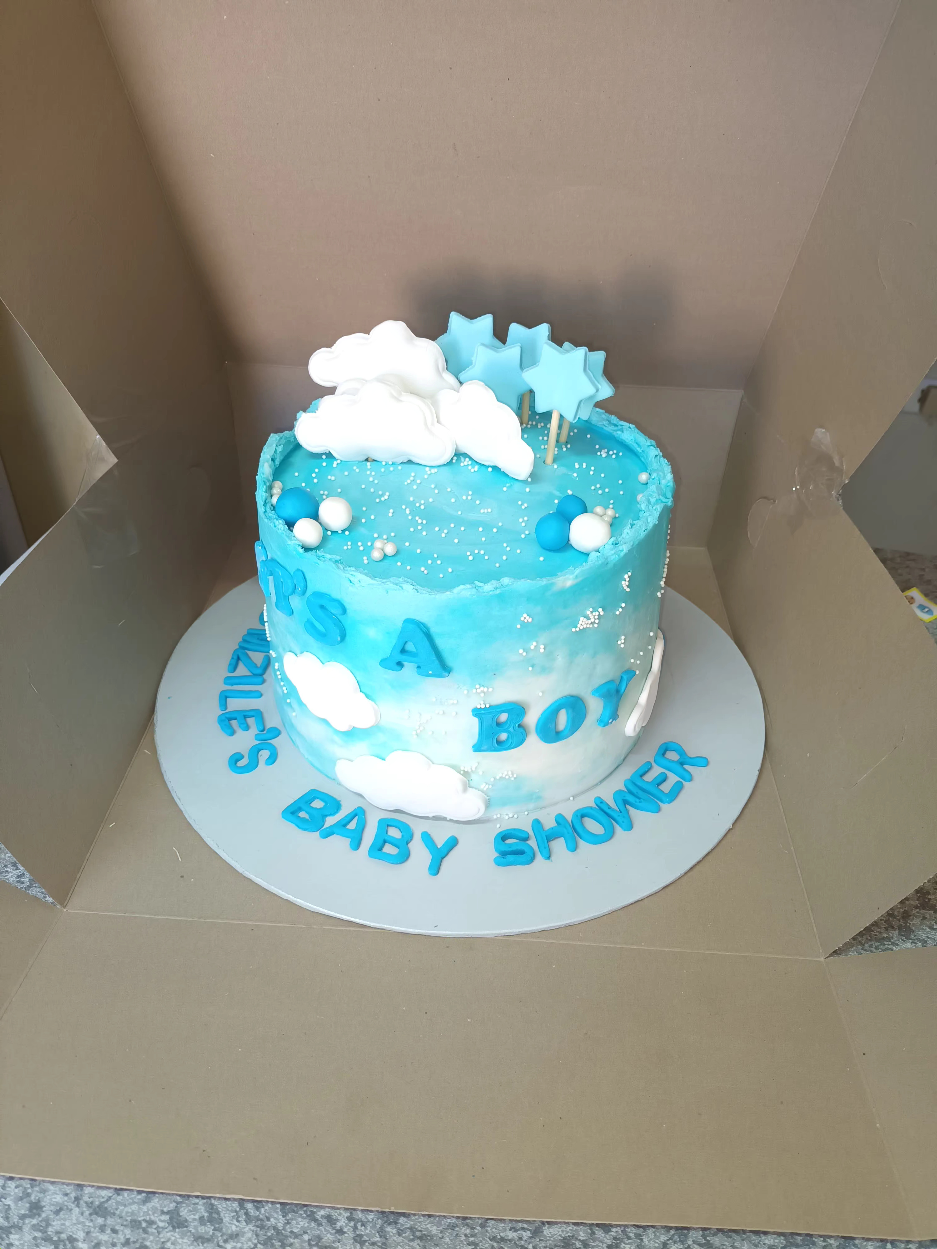 Blue Baby Shower Cake